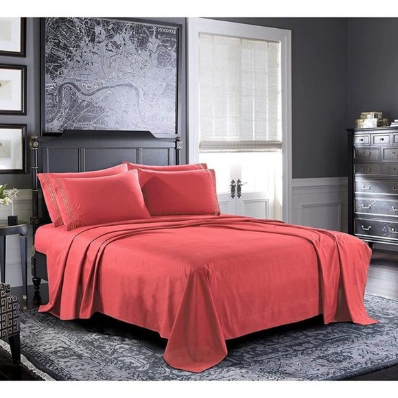 No brand / Not sure Accents Bed Sheets King Sheet Set 6piece Coral